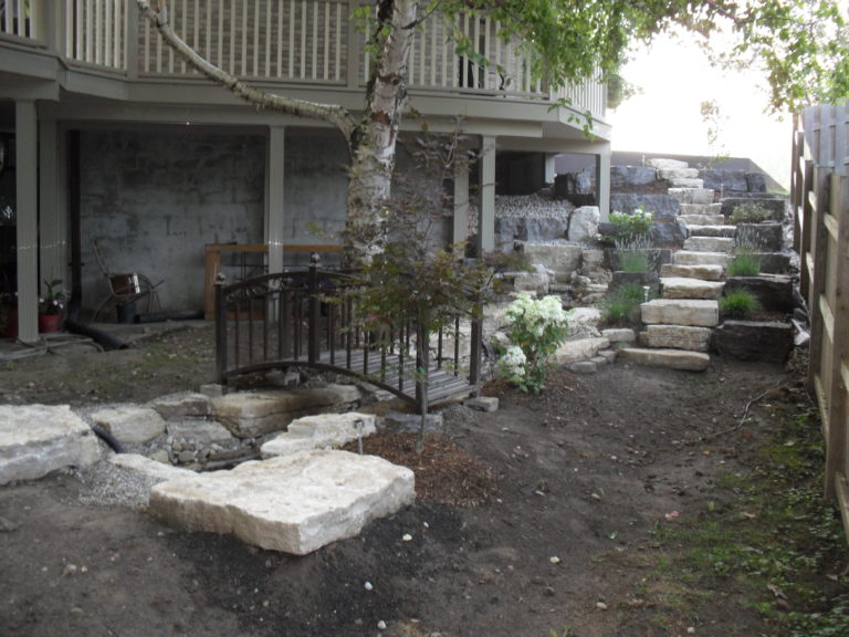 Natural Stone Stairway with Pondless Waterfall